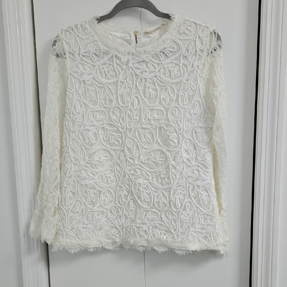 Soft Surroundings Cream Lace Blouse